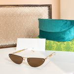 Gucci Oval Sunglasses with Pearl and Chain Detail
