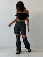 Distressed Convertible Jeans