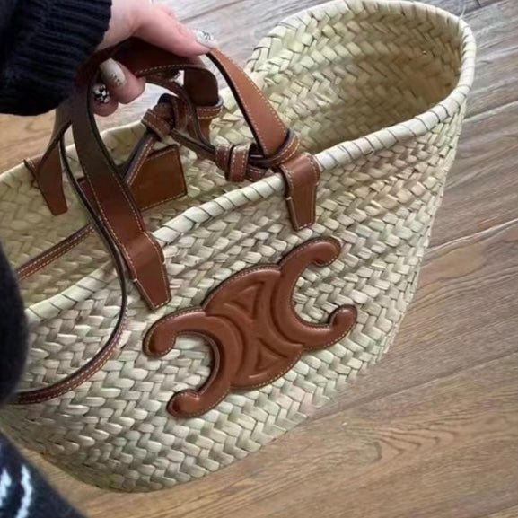 Celine Triomphe Woven Beach Bag