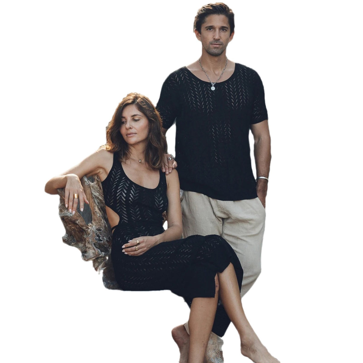 Black Knit Couple Set