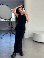 Sleek Sleeveless Knit Maxi Dress