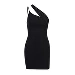 Sleek One-Shoulder Black Mini Dress