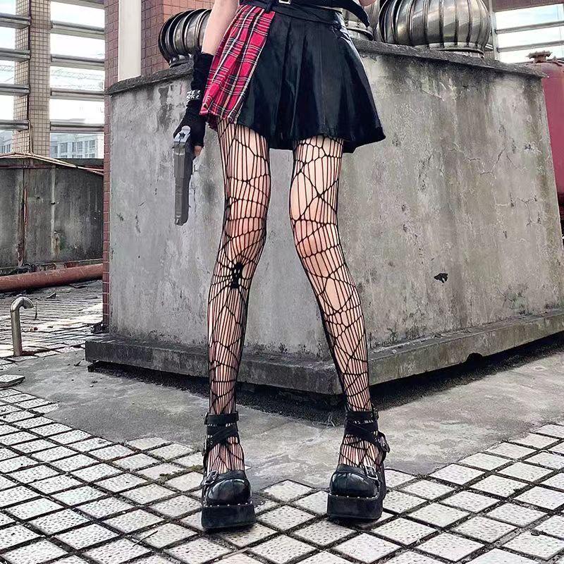 Black Lace Pattern Fishnet Tights