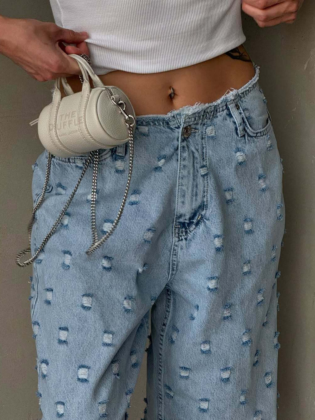 Edgy Distressed Wide-Leg Jeans
