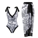 Printed Swimsuit with Sarong Set