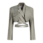 Deconstructed Blazer and Asymmetrical Skirt Set
