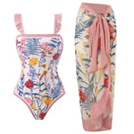 Printed Swimsuit with Sarong