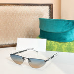 Gucci Oval Sunglasses with Pearl and Chain Detail