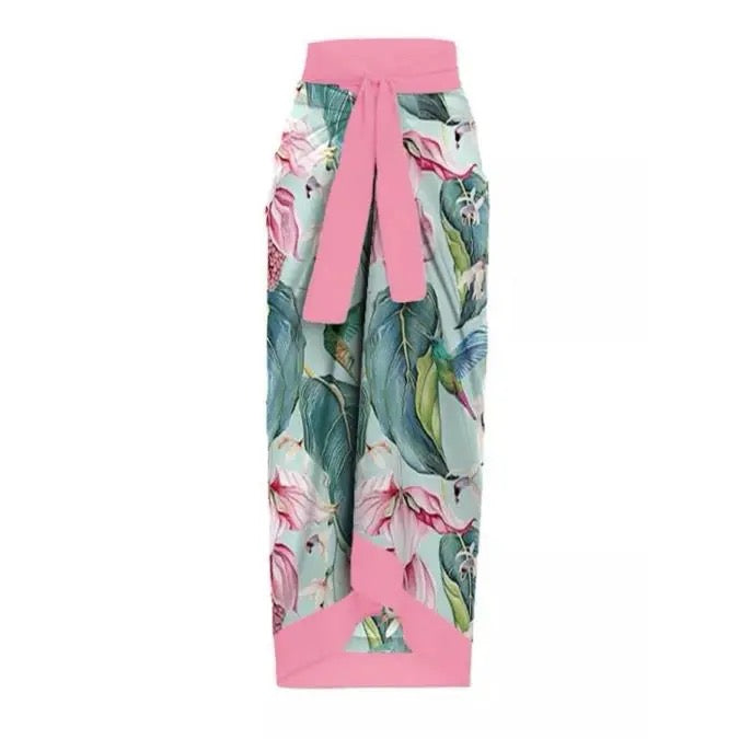 Printed Swimsuit with Sarong