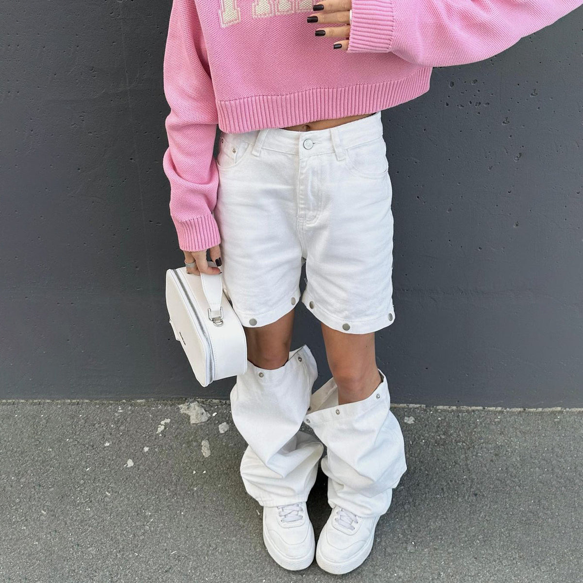 Distressed Convertible Jeans