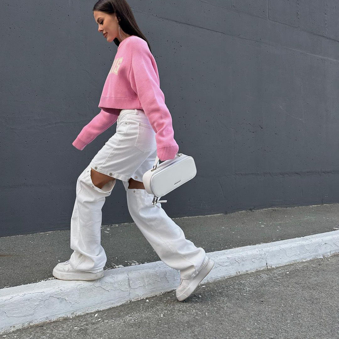 Distressed Convertible Jeans