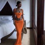 Chic Crochet Corset Top and Skirt Set