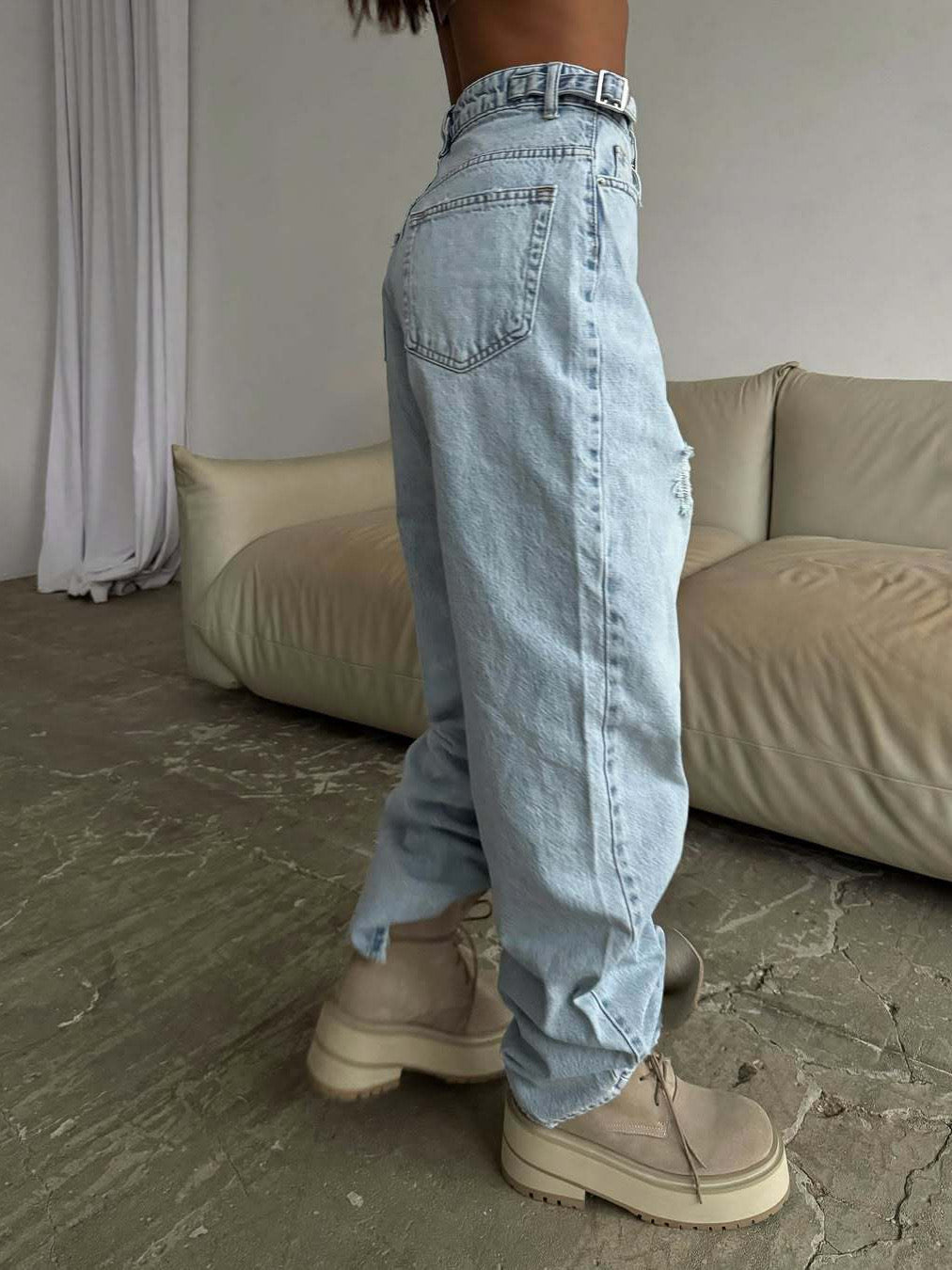 Distressed Light Wash Jeans
