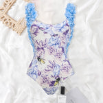 Floral and Bee Print Swimsuit with Sarong