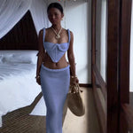 Chic Crochet Corset Top and Skirt Set