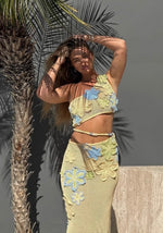 Floral Crochet Bandeau Top and Skirt Set