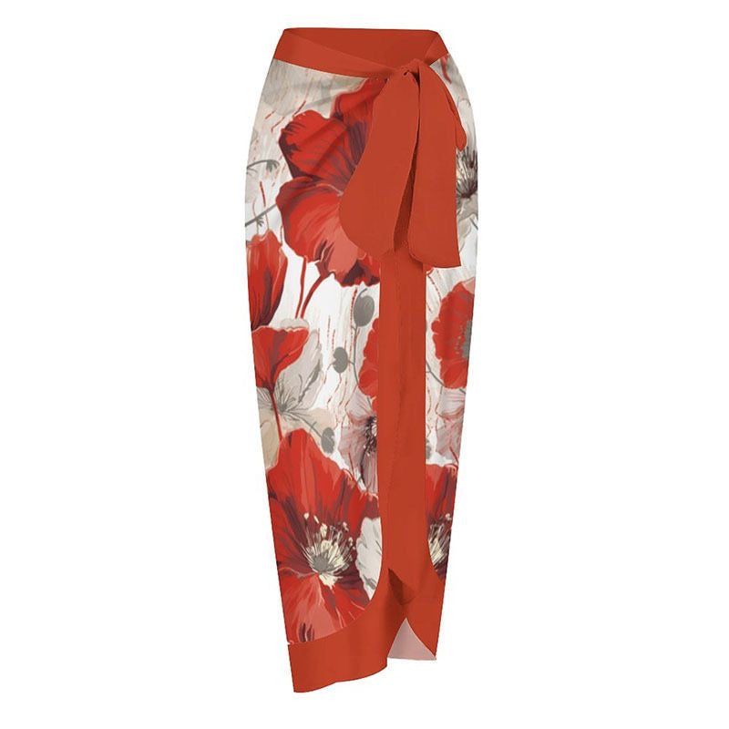Floral Print Swimsuit with Sarong