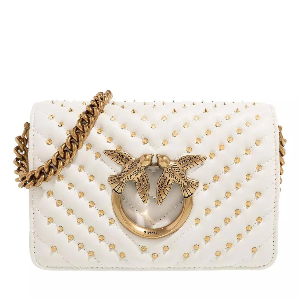 Pinko Love Studded Chevron Shoulder Bag