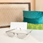 Gucci Oval Sunglasses with Pearl and Chain Detail