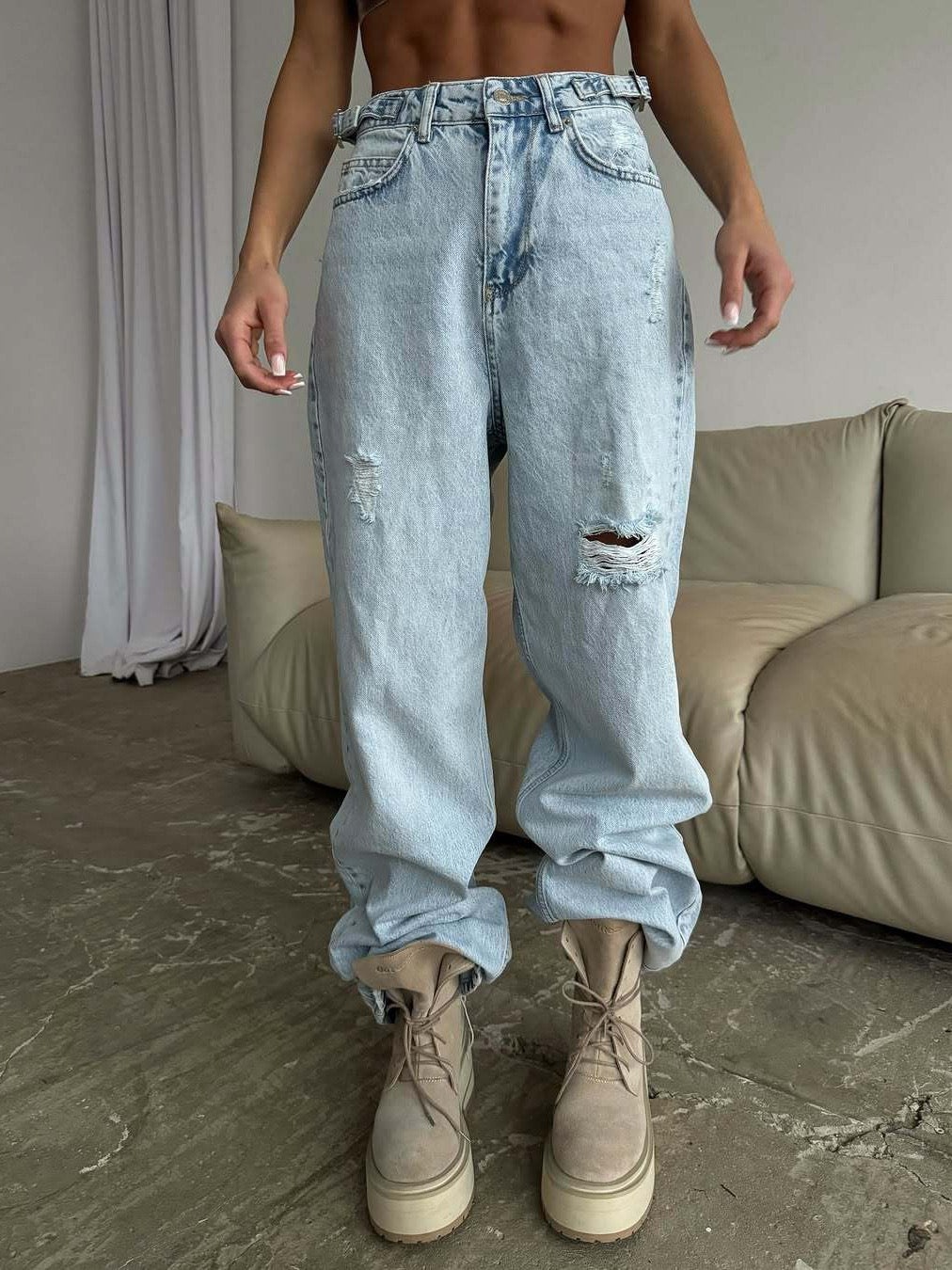 Distressed Light Wash Jeans