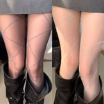 Sheer Glitter Argyle Tights