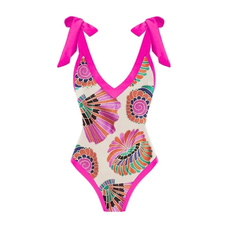 Printed Swimsuit with Sarong