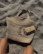 Saint Laurent Icare Maxi Gold Natural Crochet Raffia Tote