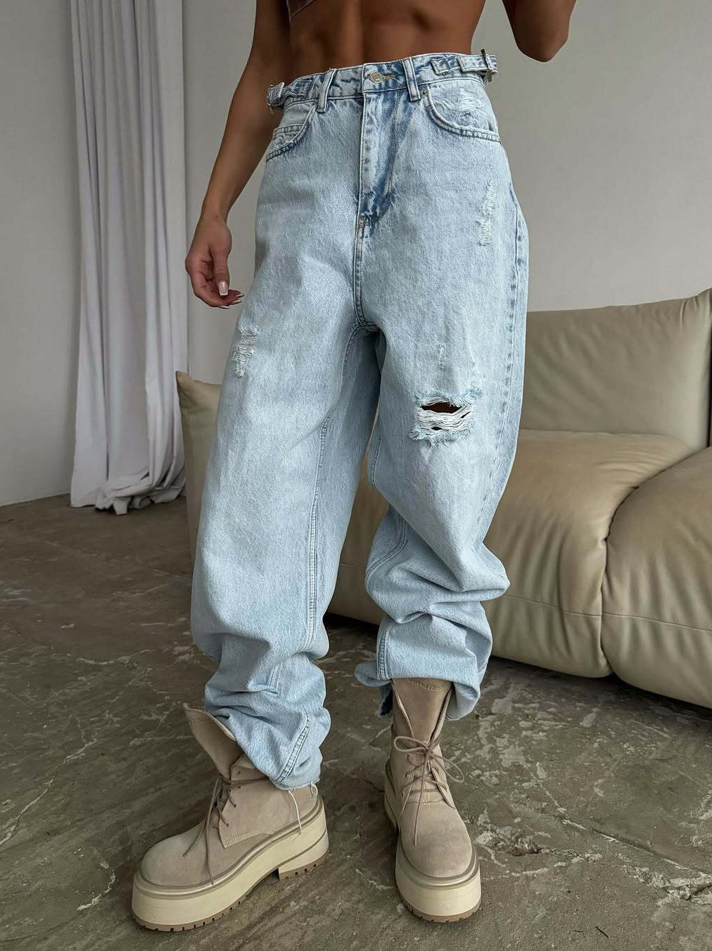 Distressed Light Wash Jeans