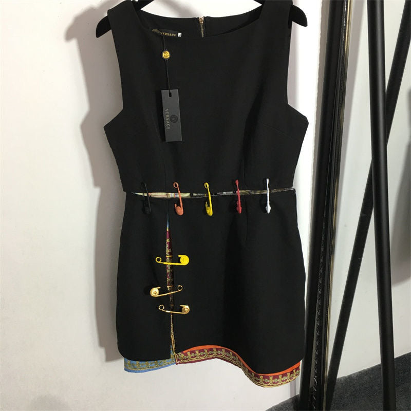 VERSACE Safety Pin Detail Mini Dress