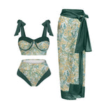 Printed Bikini Set with Sarong
