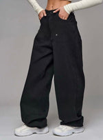 Relaxed Black Wide-Leg Jeans