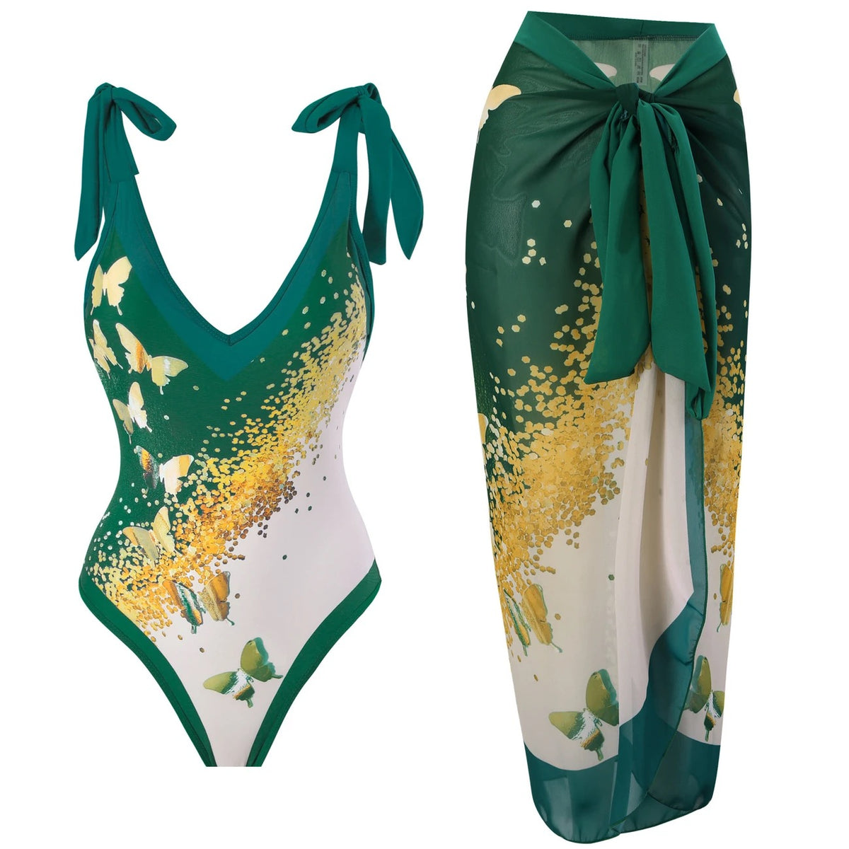 Printed Swimsuit with Sarong Set