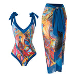 Printed Swimsuit with Sarong Set