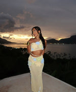 Floral Crochet Bandeau Top and Skirt Set