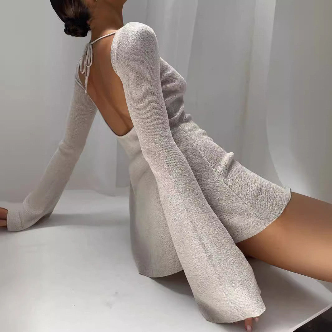 Chic Open-Back Knit Mini Dress