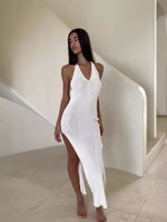 Elegant Knit Maxi Dresses with Thigh Slits