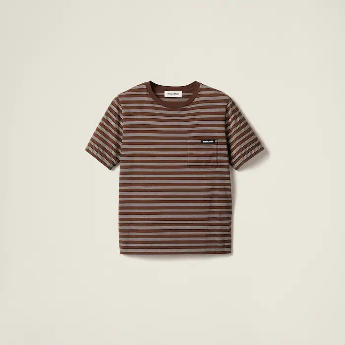 Miu Miu Striped Tee and Brown Shorts Set