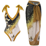 Printed Swimsuit with Sarong Set