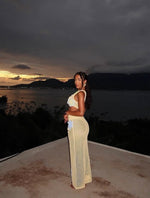 Floral Crochet Bandeau Top and Skirt Set