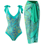 Printed Swimsuit with Sarong Set