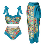 Printed Bikini Set with Sarong