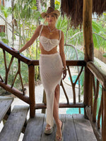 Chic Crochet Corset Top and Skirt Set