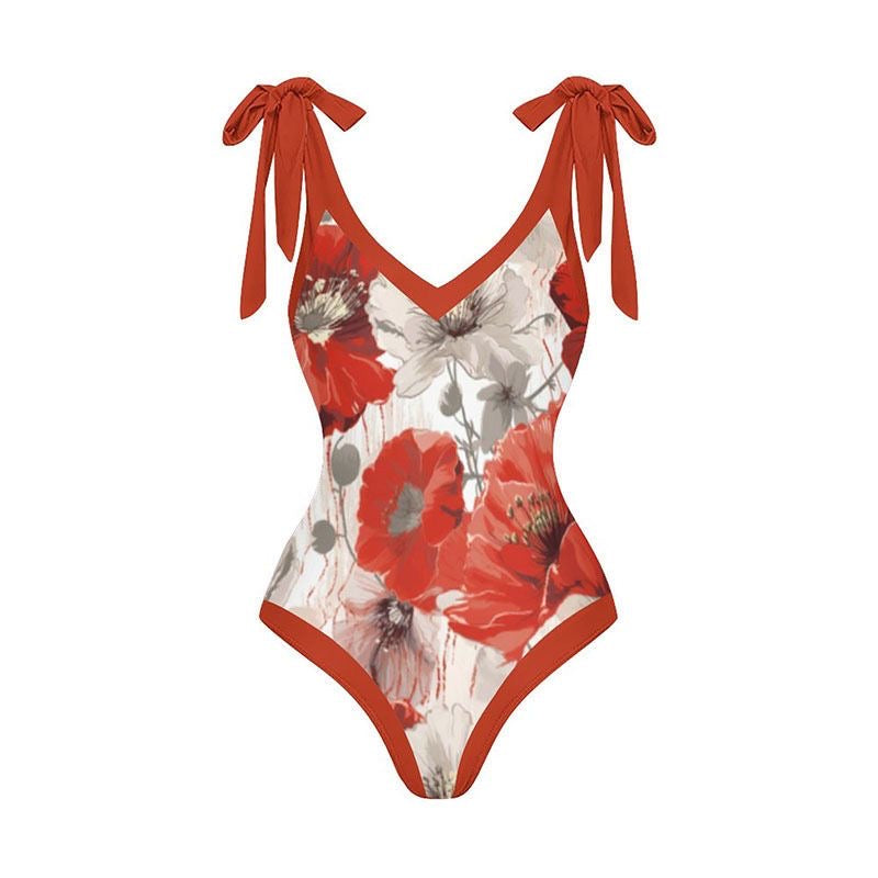 Floral Print Swimsuit with Sarong