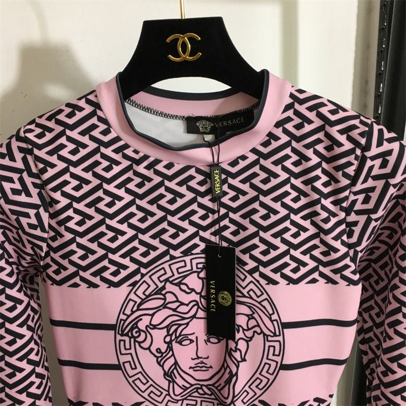 Versace Greca Medusa Long-Sleeve Swimsuit
