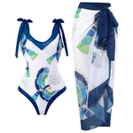 Printed Swimsuit with Sarong Set