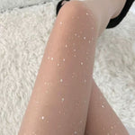 Sheer Tights with White Glitter Speckles