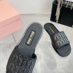 Miu Miu Raffia Slides