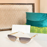 Gucci Oval Sunglasses with Pearl and Chain Detail