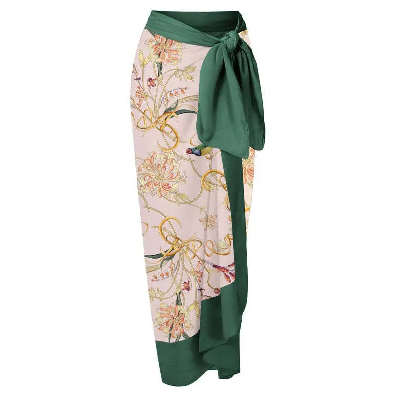 Printed Swimsuit with Sarong