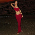 Chic Crochet Corset Top and Skirt Set